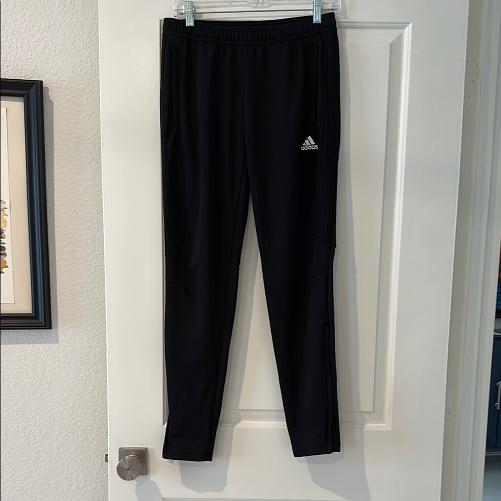 Adidas Black Track Pants zipper ankles MEDIUM